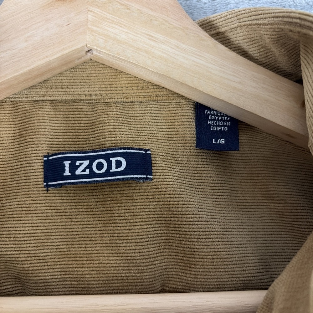 Izod Luxury Classics Corduroy Button Down Shirt Brown Long Sleeve Large NWT - Picture 4 of 8